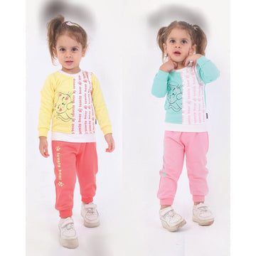 ترنج أكمام طويلة مع بنطلون من روزانا أطفالى  ميلتون قطن ، ألوان متعددة